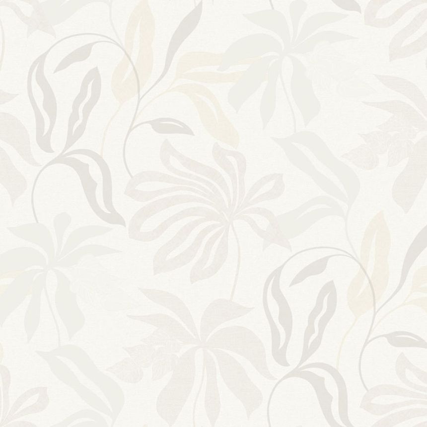 Cream-gray wallpaper with leaves, UR3409, Universe 4, Grandeco