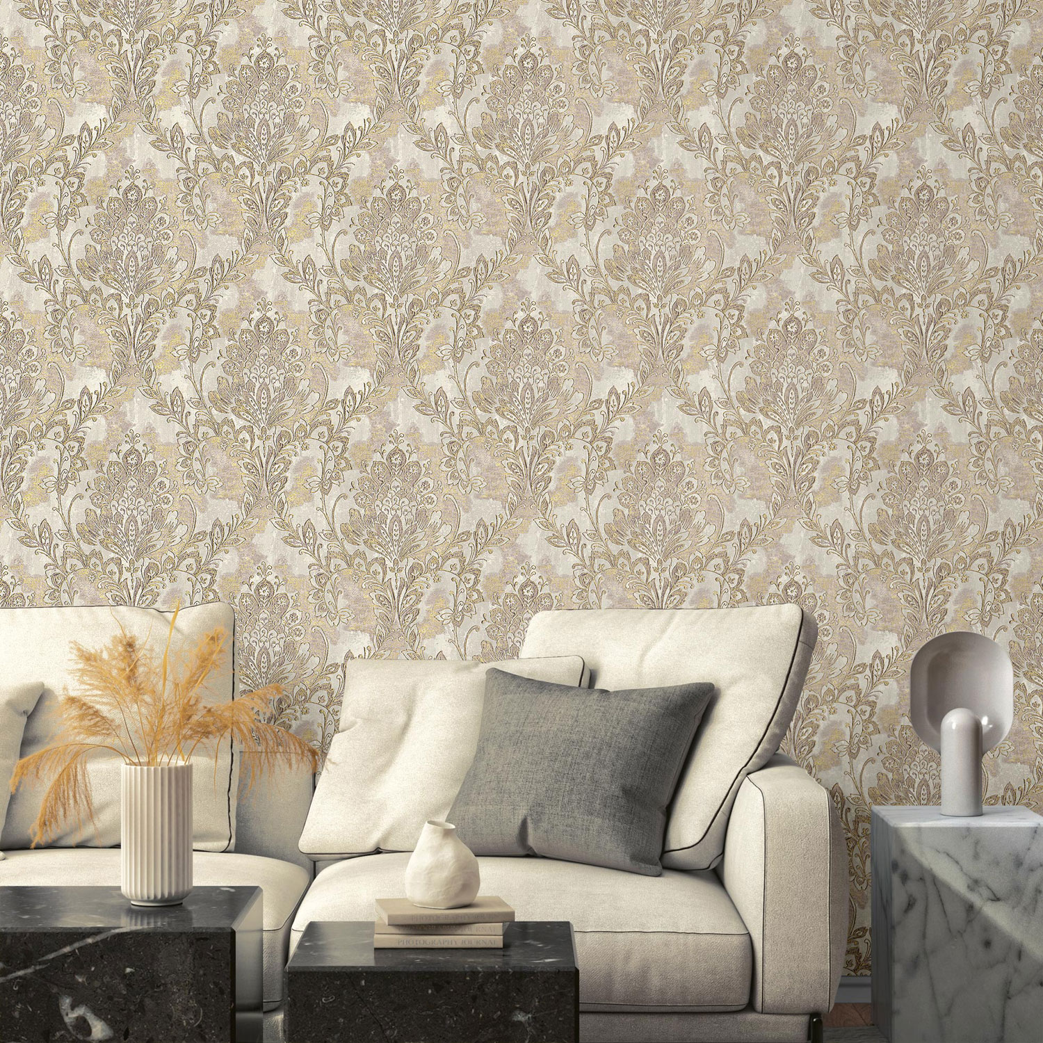 Gray-gold baroque wallpaper, 78427, Makalle II, Limonta