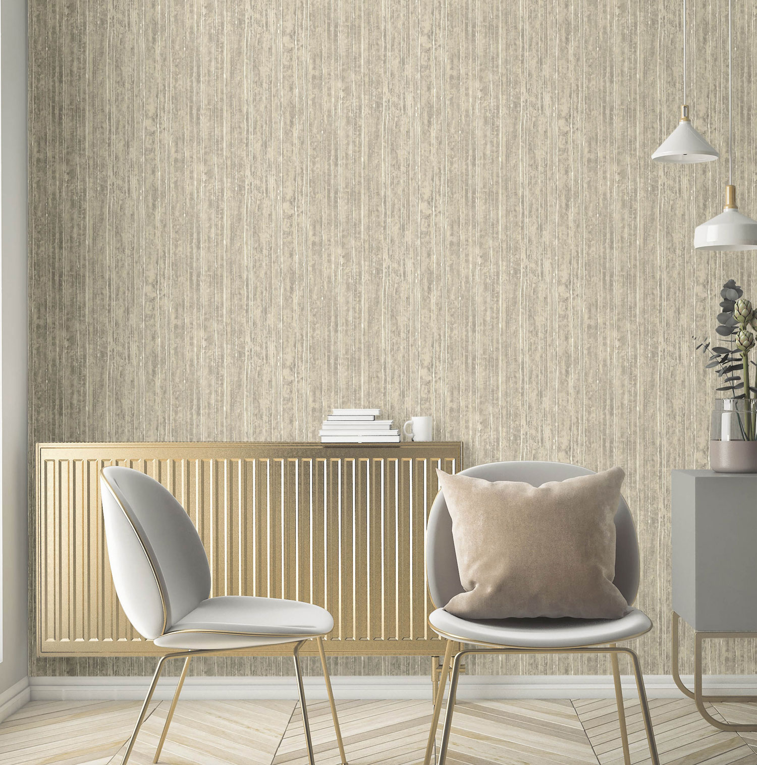 Luxury gray-beige striped wallpaper, 57723, Aurum II, Limonta