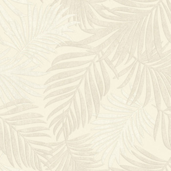Luxury cream non-woven wallpaper with leaves, 07501, Makalle II,Limonta