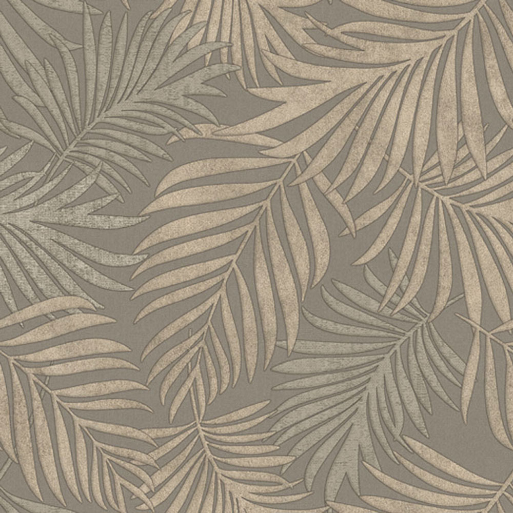 Luxury grey-silver non-woven wallpaper with leaves, 07507, Makalle II,Limonta