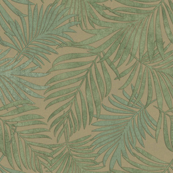 Luxury green non-woven wallpaper with leaves, 07510, Makalle II, Limonta