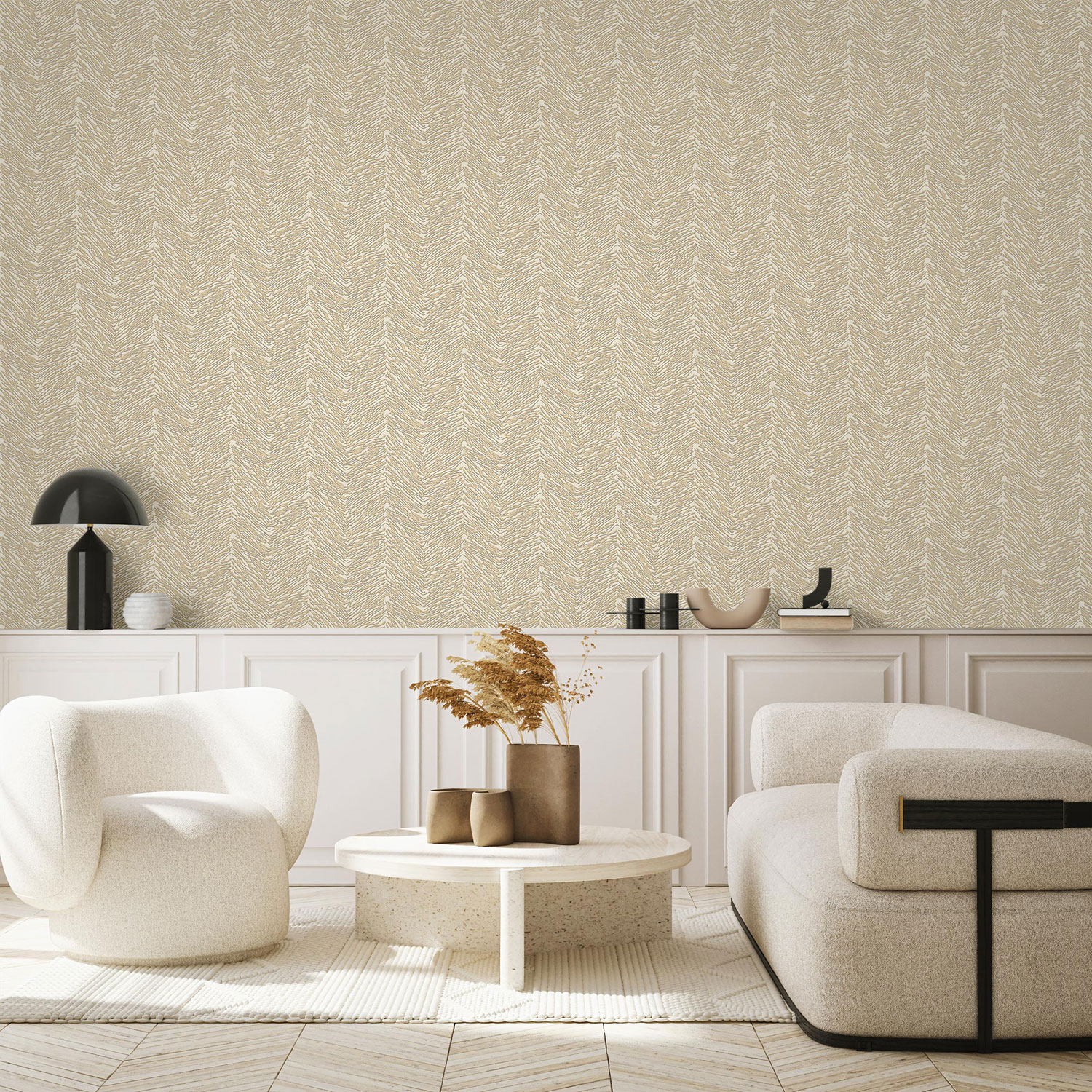Beige-gold non-woven wallpaper, 07705, Makalle II, Limonta