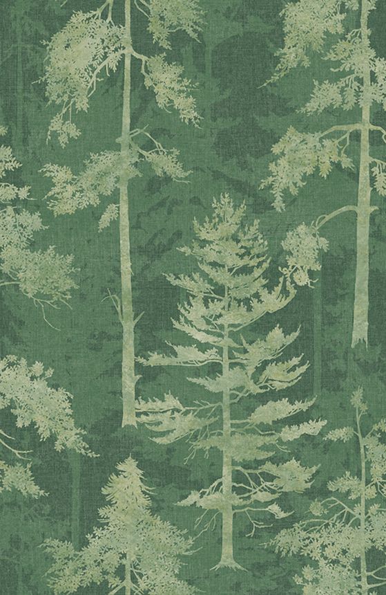 Green non-woven wallpaper, forest, trees, 121425, New Eden, Graham&Brown Premium