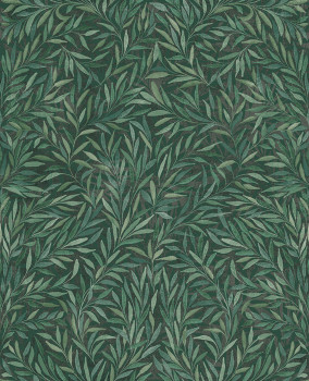 Green non-woven wallpaper with leaves, 121439, New Eden, Graham&Brown Premium