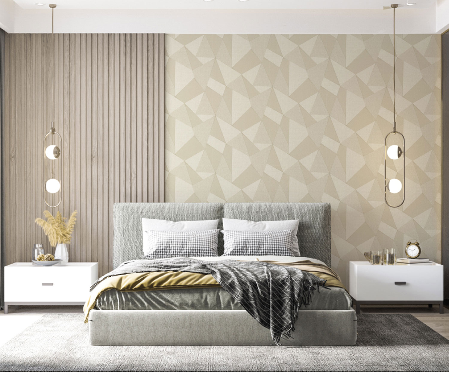 Beige geometric pattern wallpape, Z77552, Savana, Zambaiti Parati