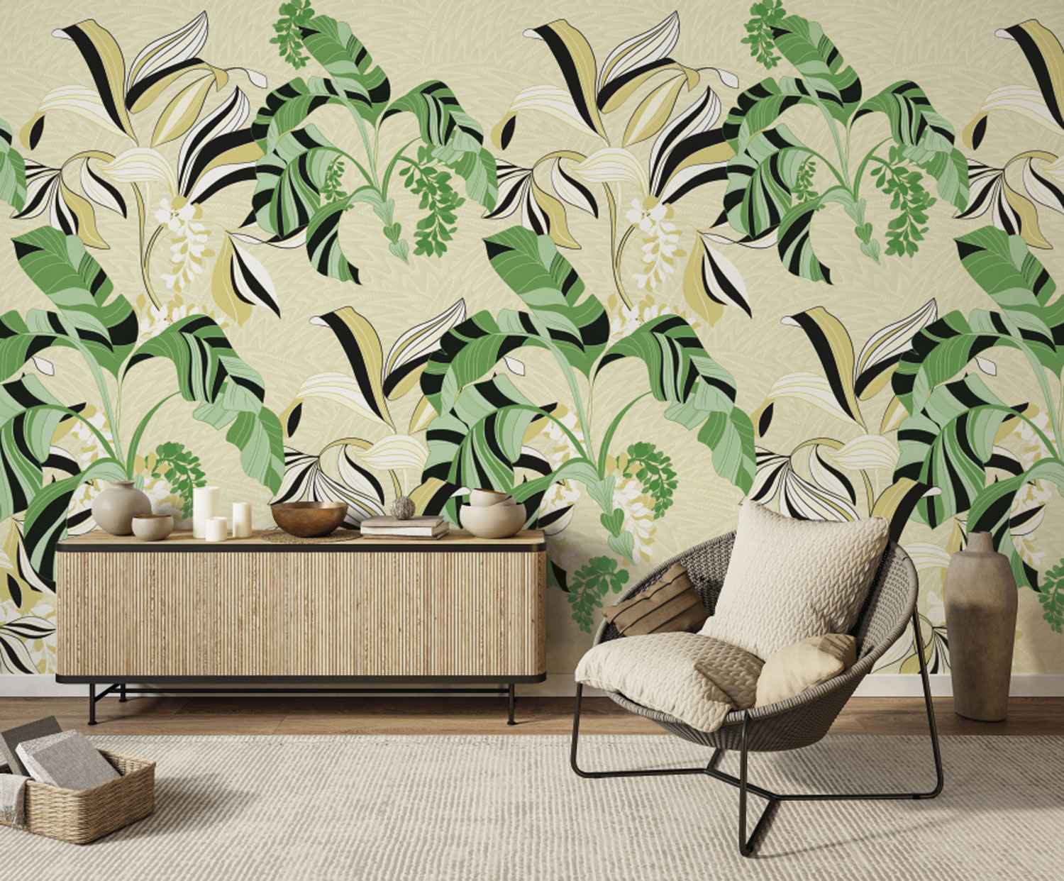 Luxury wall mural with flowers and leaves, Z77557, Savana, Zambaiti Parati