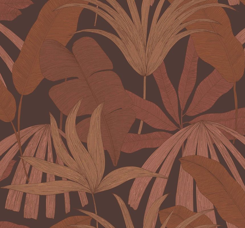 Wine red wallpaper with leaves, 333502, Festival, Eijffinger