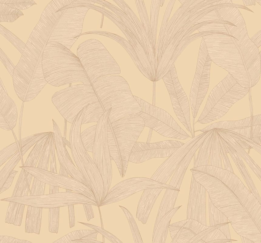 Ocher-gold wallpaper with leaves, 333512, Festival, Eijffinger