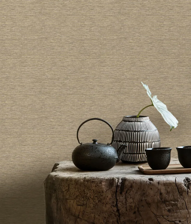 Non-woven wallpaper, beige, fabric imitation, NHW1009, Perla, Decoprint