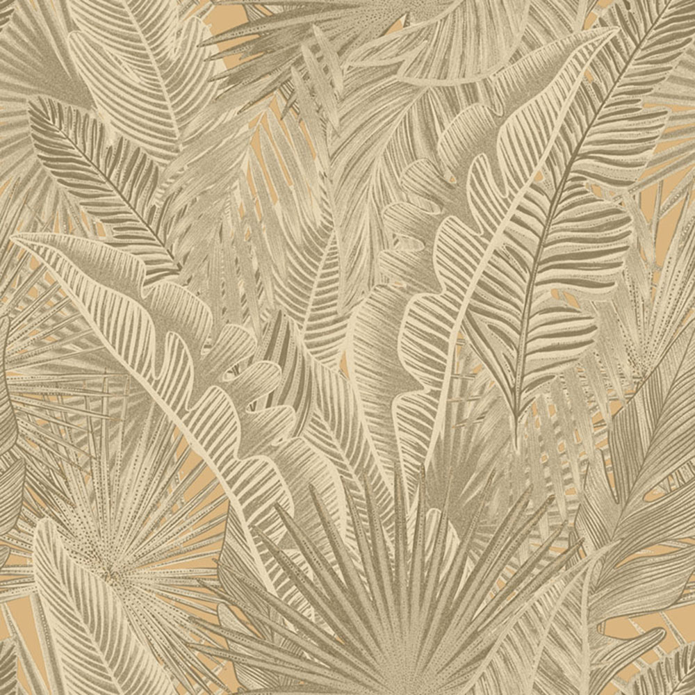 Non-woven wallpaper, beige, leaves, NHW1014, Perla, Decoprint