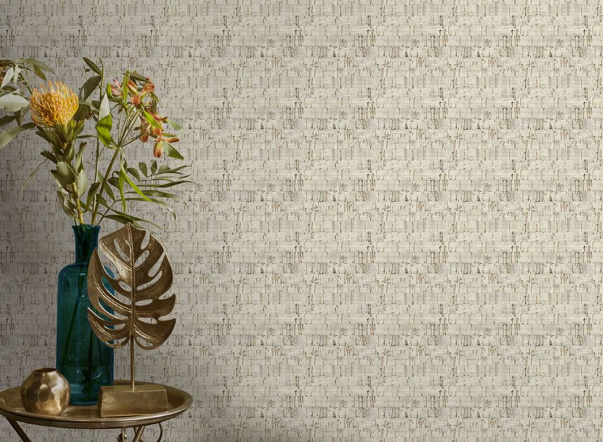 Non-woven wallpaper, gray-bronze, cork imitation, NHW1029, Perla, Decoprint