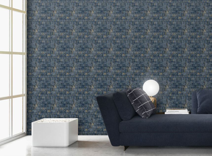 Non-woven wallpaper, blau-bronze, cork imitation, NHW1031, Perla, Decoprint