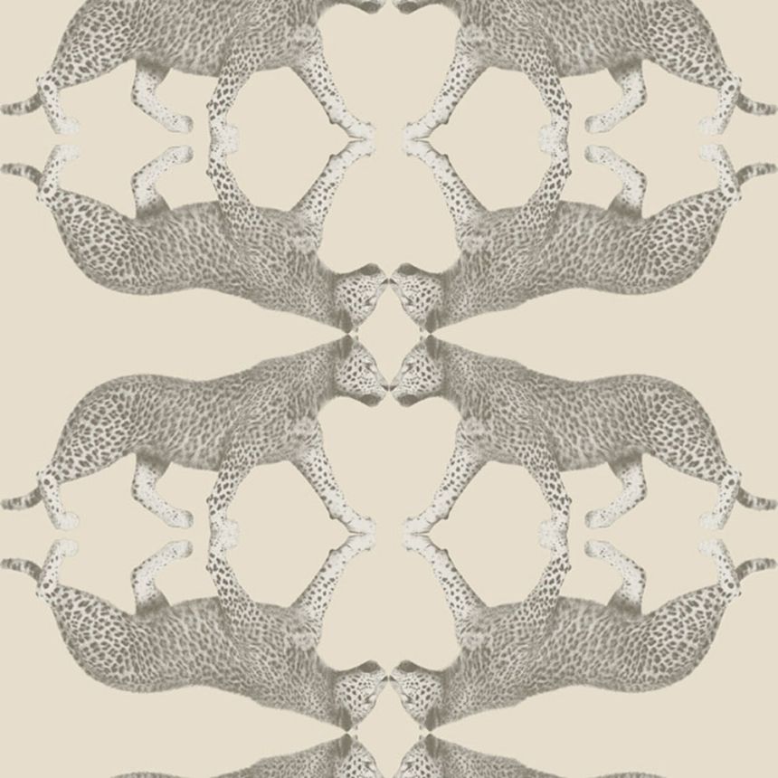 Non-woven wallpaper, cream-silver, leopard, NHW1032, Perla, Decoprint