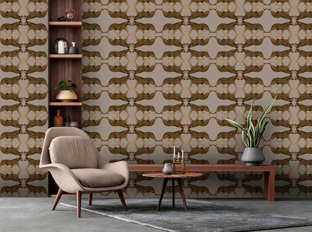 Non-woven wallpaper, brown-bronze, leopard, NHW1033, Perla, Decoprint