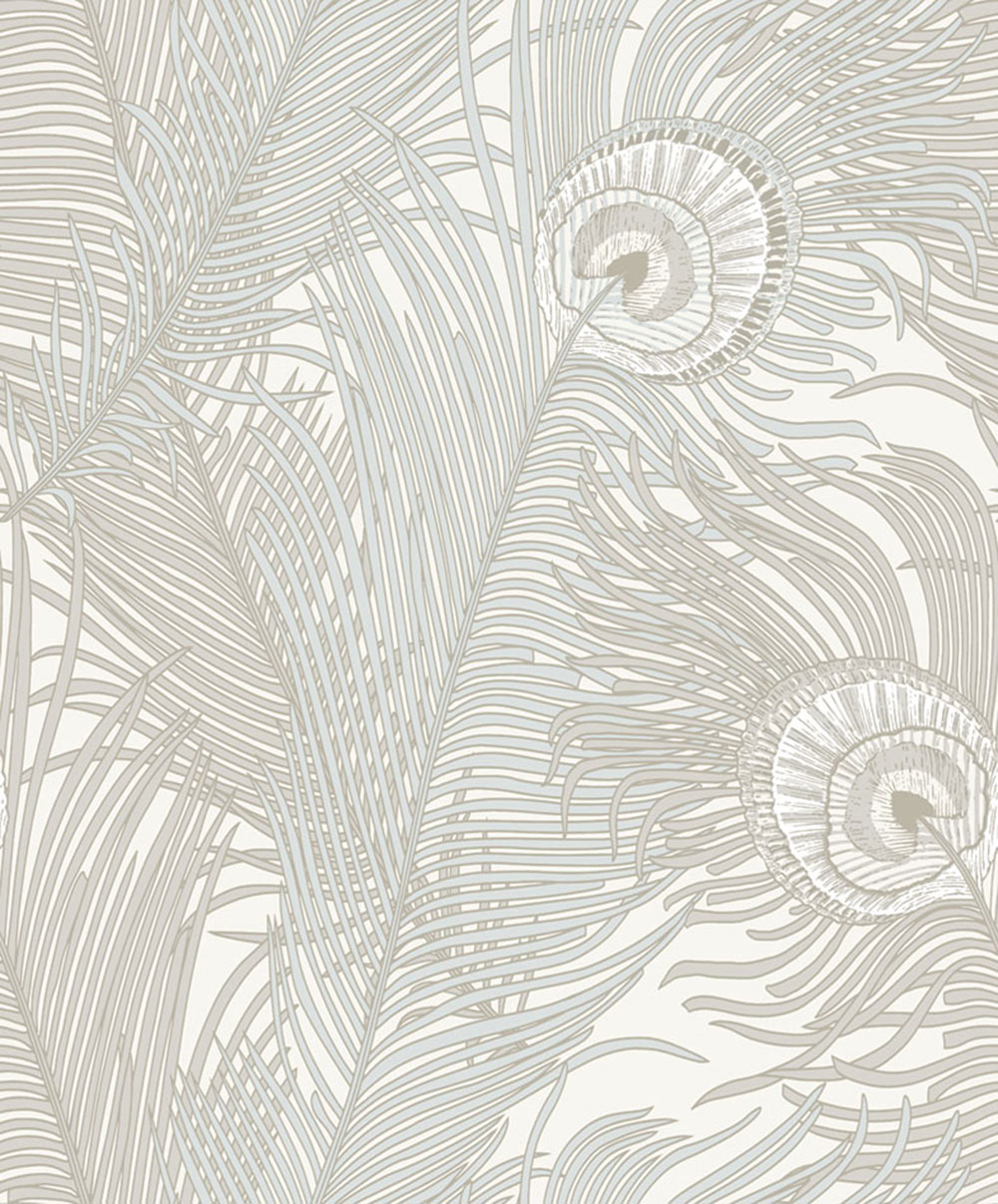 Non-woven wallpaper, cream, peacock feathers, NHW1044, Perla, Decoprint