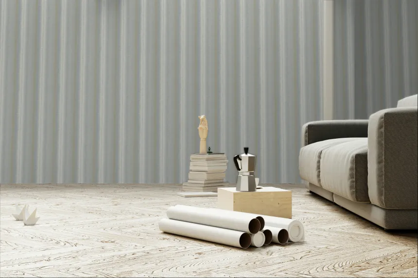 Blue-gray non-woven wallpaper, stripes, RE25143, Reflect, Decoprint