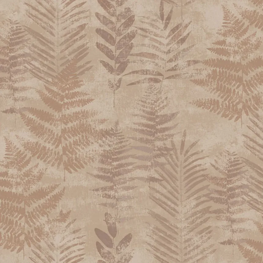 Terracotta wallpaper with leaves, RE25153, Reflect, Decoprint