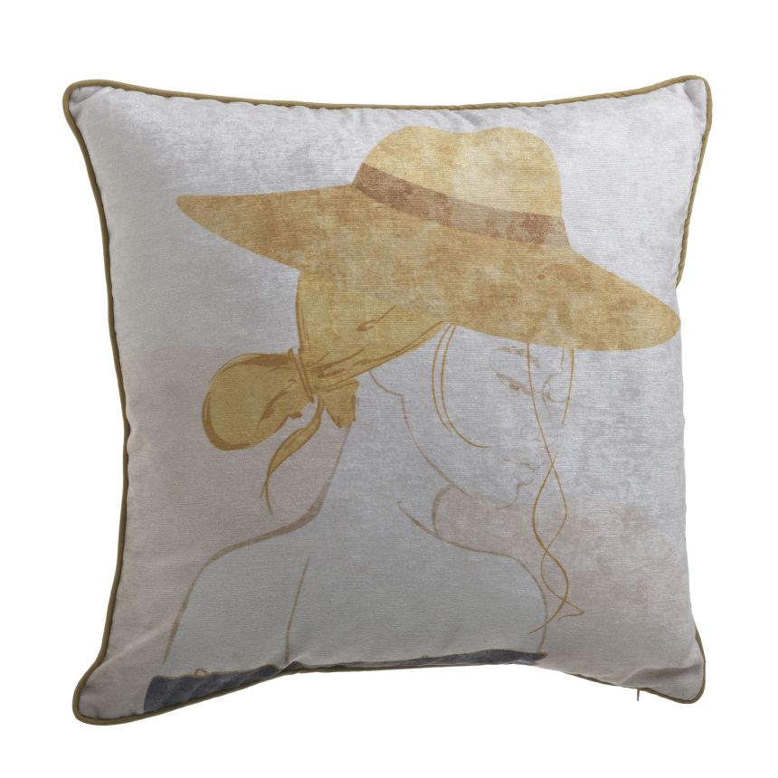 Cushion with woman in hat, 3-40-359-0043, InArt