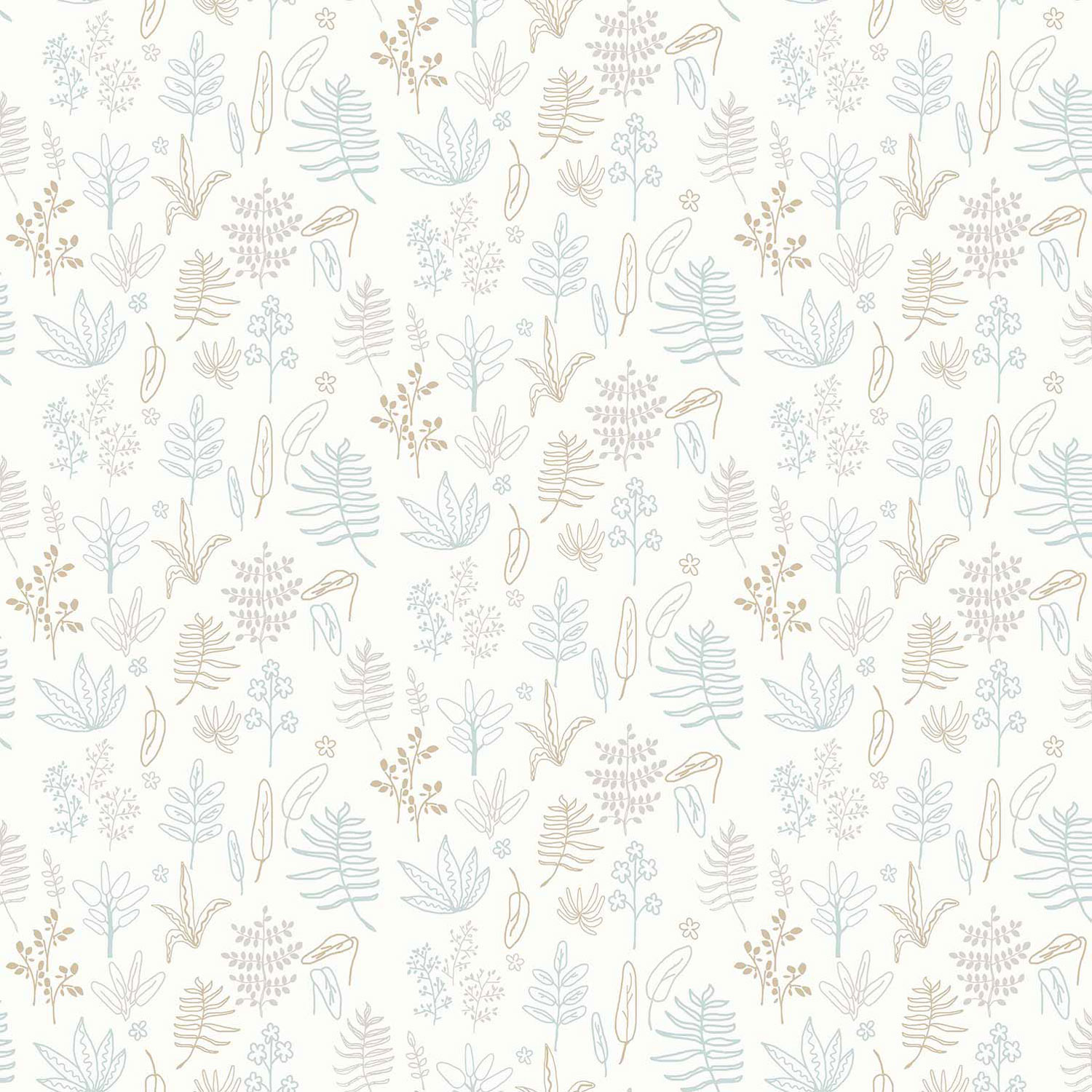 Children's white wallpaper with plants and leaves, 17166, MiniMe, Cristiana Masi by Parato
