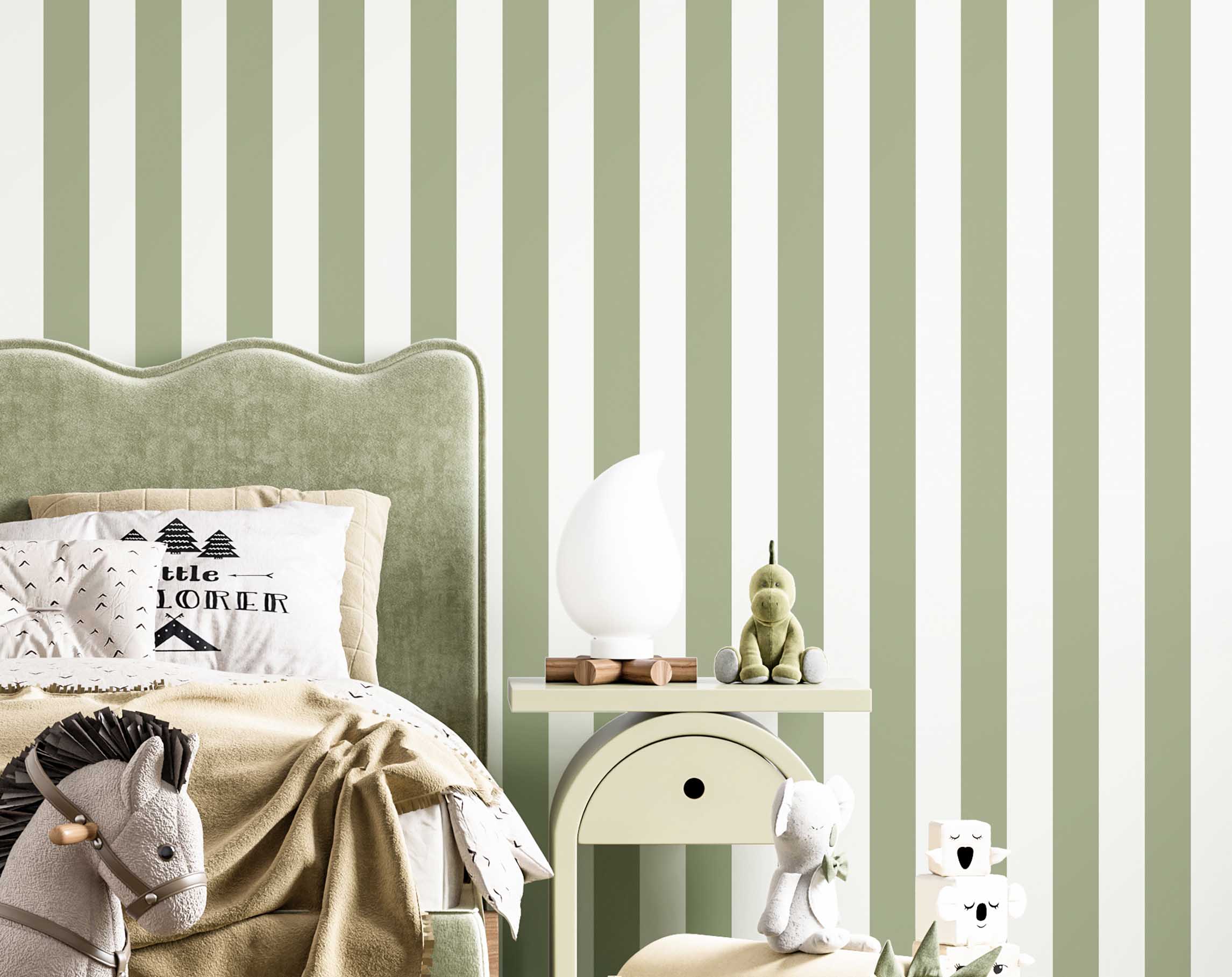 Green-white striped non-woven wallpaper, 17175, MiniMe, Cristiana Masi by Parato