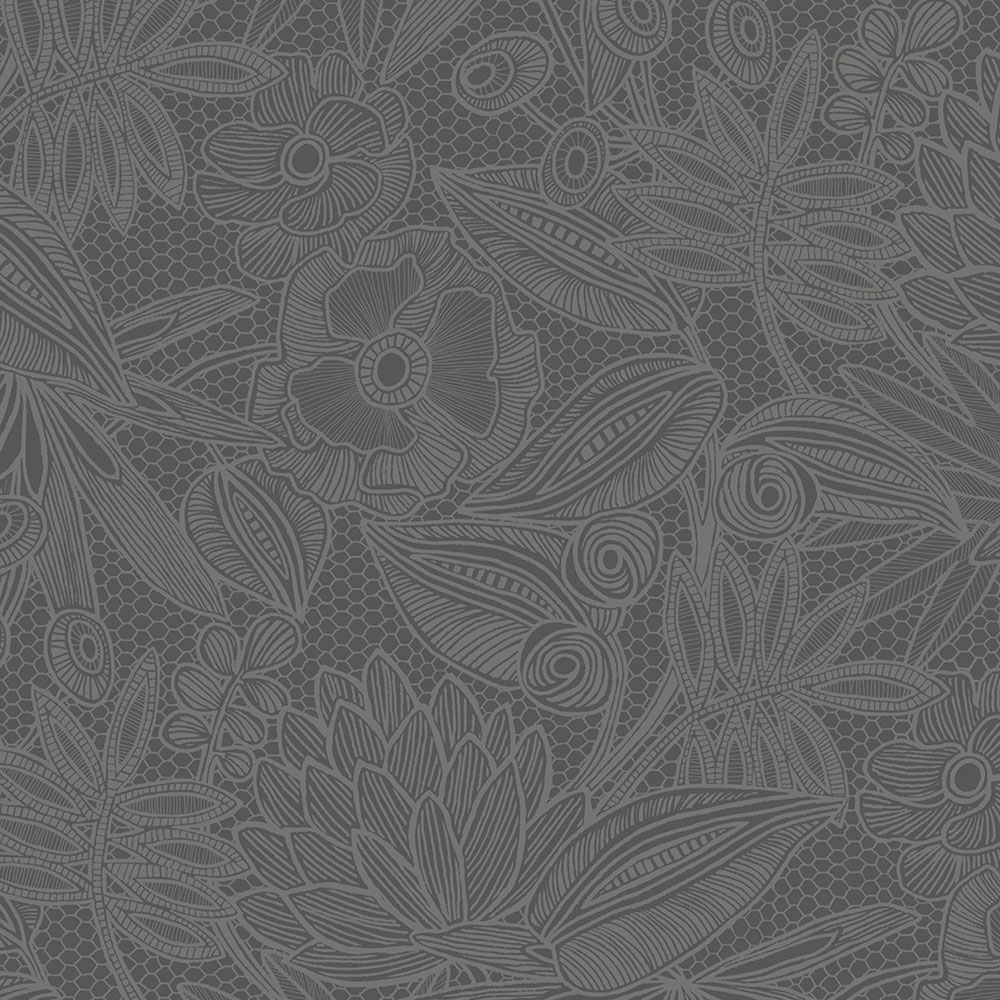 Gray-black floral non-woven wallpaper, 340114, Gilded, Eijffinger