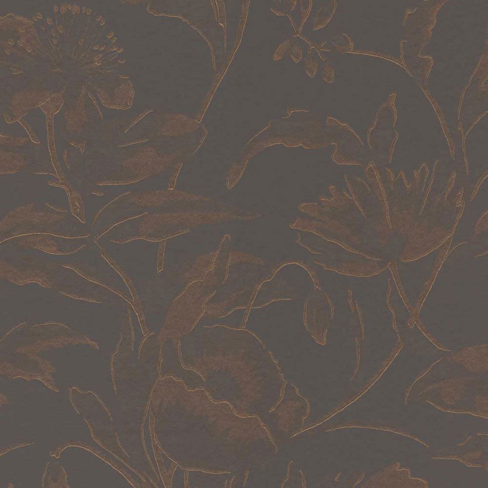 Brown-bronze floral non-woven wallpaper, 340135, Gilded, Eijffinger