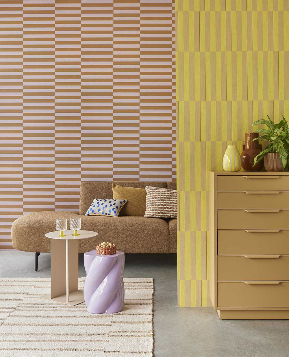Brown-purple striped retro wallpaper, 333624, Revive, Eijffinger