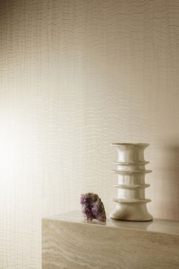 Cream non-woven wallpaper, waves, BZ3402, Belize, Grandeco