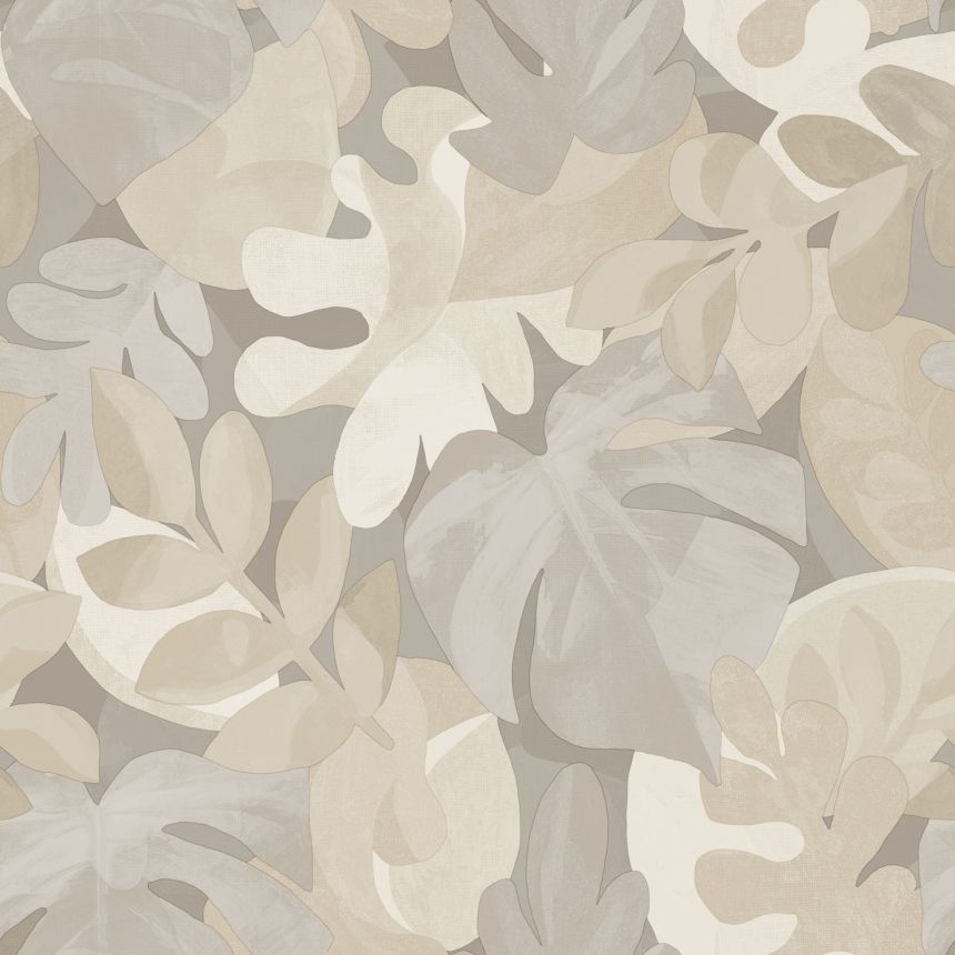 Non-woven wallpaper, gray-beige, leaves, PH3004, Perfect Harmony, Grandeco