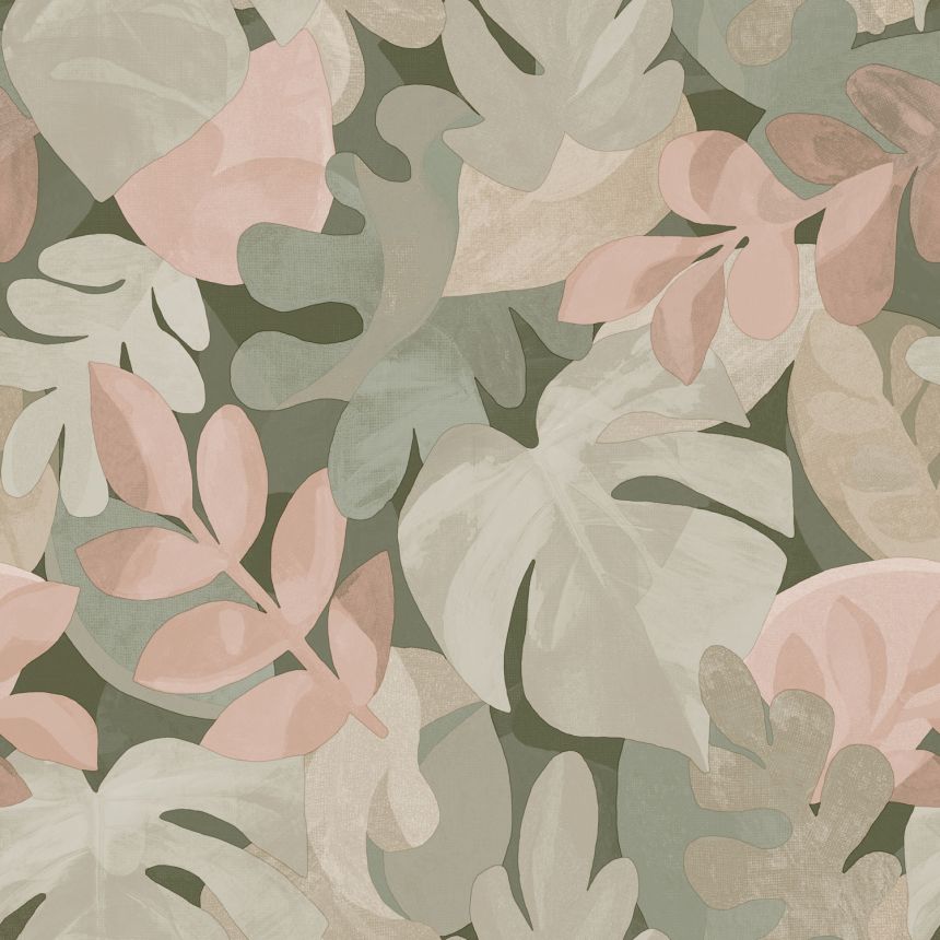 Non-woven wallpaper, gray-beige, leaves, PH3007, Perfect Harmony, Grandeco