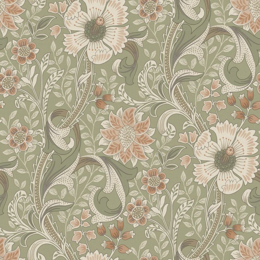 Non-woven wallpaper, green, flowers, PH3107, Perfect Harmony, Grandeco
