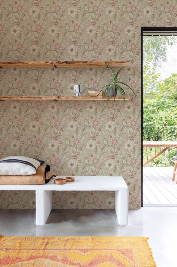 Non-woven wallpaper, brown-gray, flowers, PH3110, Perfect Harmony, Grandeco