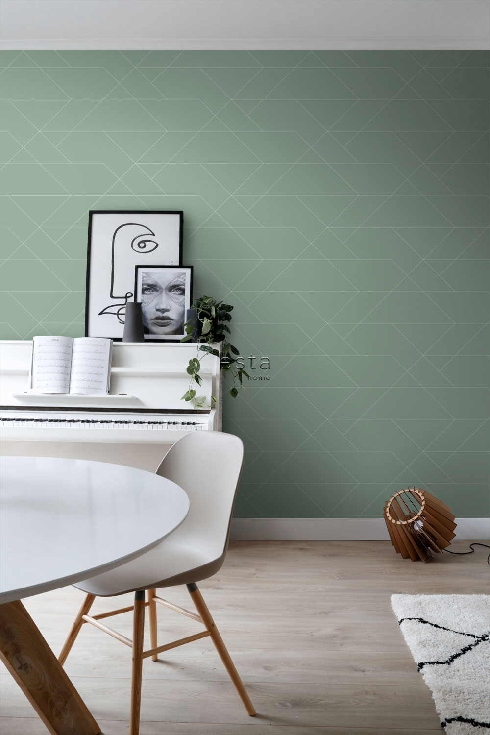 Geometric non-woven wallpaper, green, 139453, Bloom, Esta Home