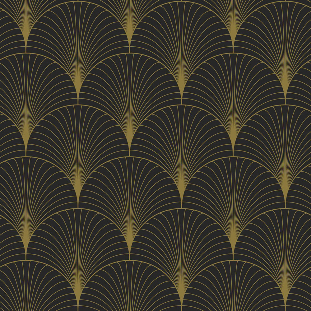 Non-woven wallpaper, Art deco, black-gold, 139457, Bloom, Esta Home