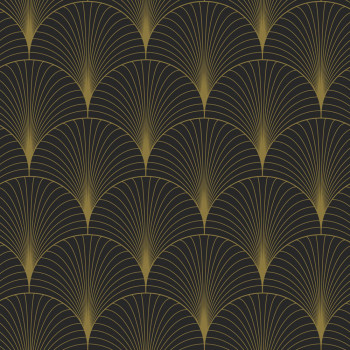 Non-woven wallpaper, Art deco, black-gold, 139457, Bloom, Esta Home
