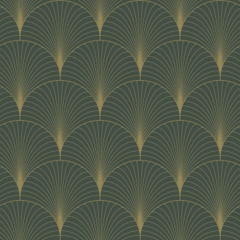Non-woven wallpaper, Art deco, green-gold, 139584, Bloom, Esta Home