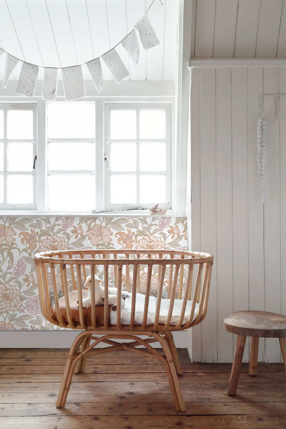 Floral non-woven wallpaper, green-beige, 139612, Bloom, Esta Home