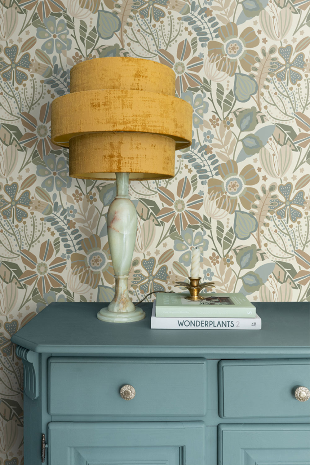 Floral non-woven wallpaper, brown-green, 139676, Bloom, Esta Home