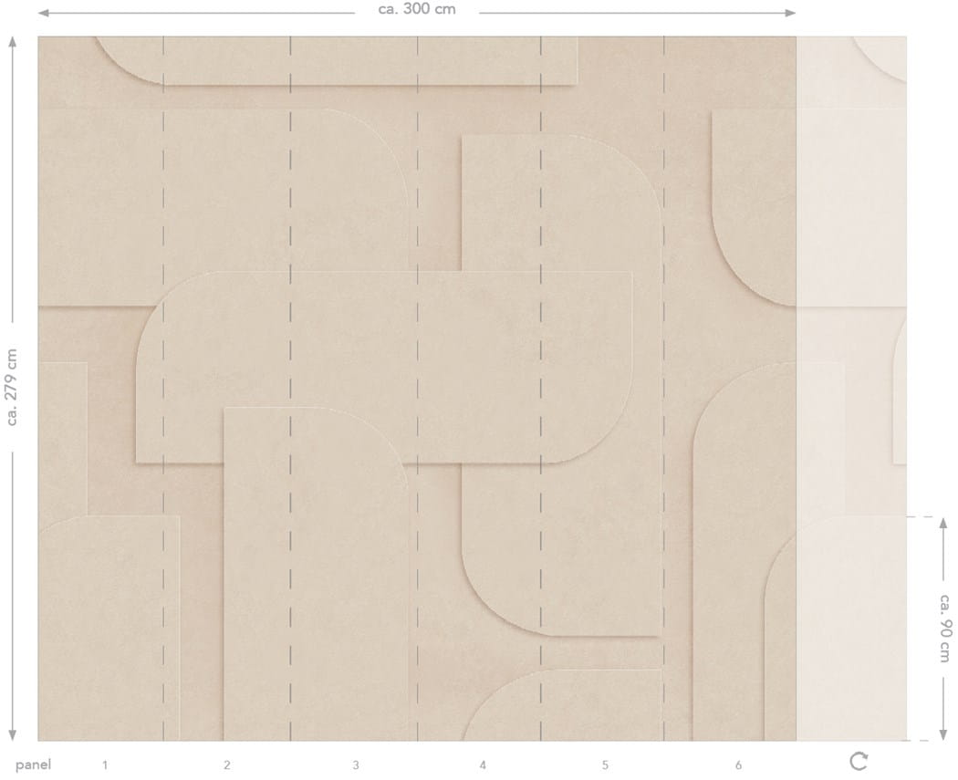 3D Geometric non-woven wall mural, beige, 159379, Bloom, Esta Home