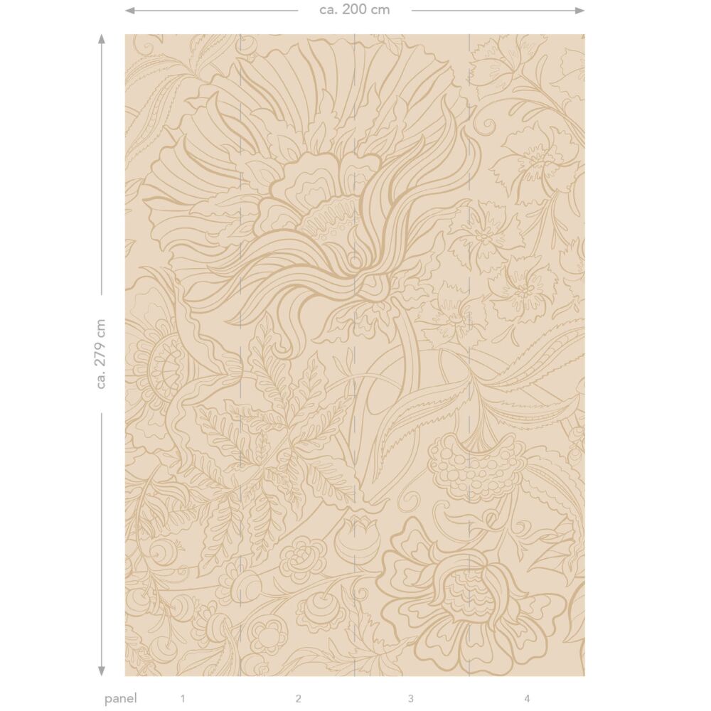 Floral non-woven wall mural, beige, 159411, Bloom, Esta Home
