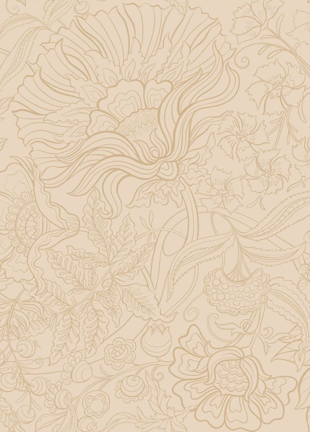 Floral non-woven wall mural, beige, 159411, Bloom, Esta Home