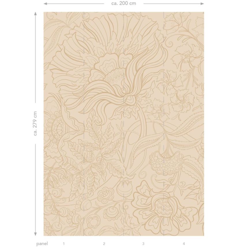 Floral non-woven wall mural, beige, 159411, Bloom, Esta Home