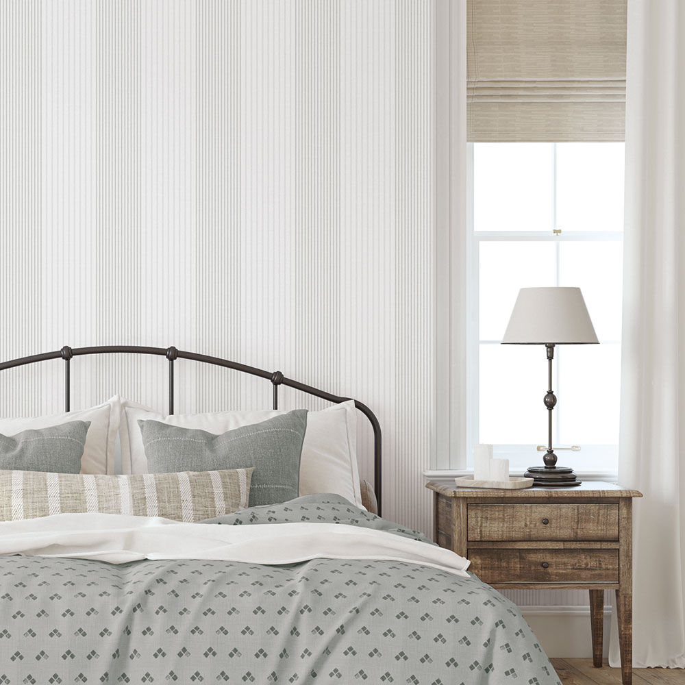 Non-woven wallpaper, gray, stripes,  9811-3, Essential Stripes, ICH Wallcoverings