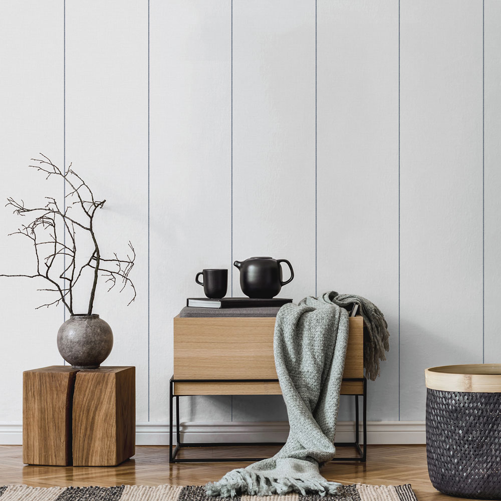 Non-woven wallpaper, blue, stripes,  9812-1, Essential Stripes, ICH Wallcoverings