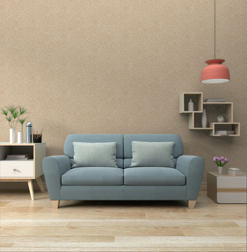 Non-woven wallpaper, beige, stone, terrazzo, ROC001, Rock, Masureel
