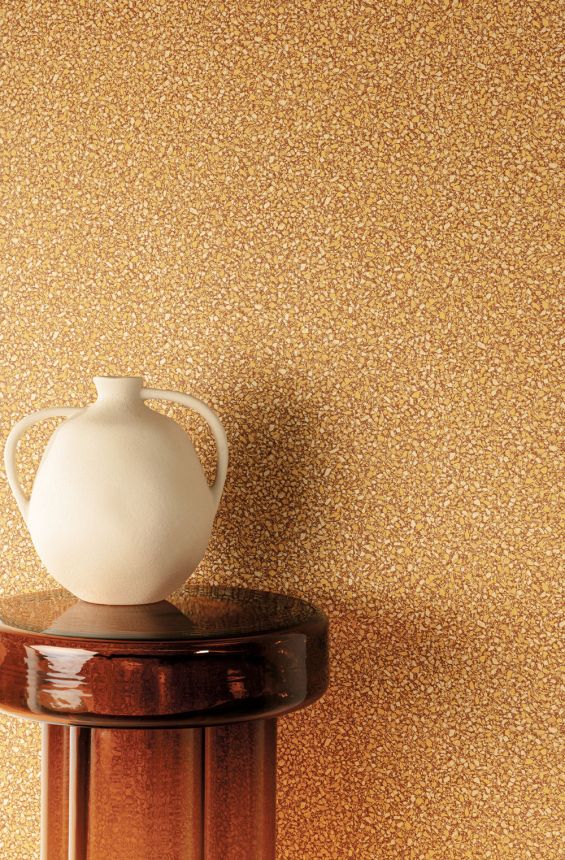 Non-woven wallpaper, yellow, stone, terrazzo, ROC002, Rock, Masureel