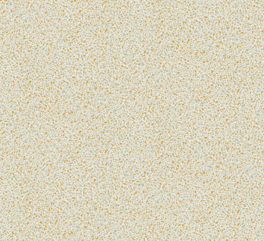 Non-woven wallpaper, green-brown, stone, terrazzo, ROC003, Rock, Masureel