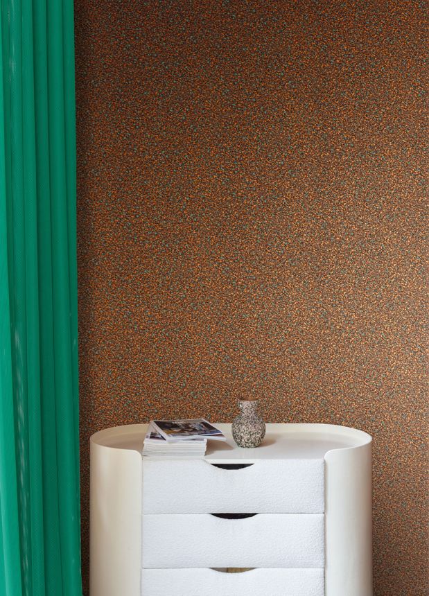 Non-woven wallpaper, brown-green, stone, terrazzo, ROC004, Rock, Masureel