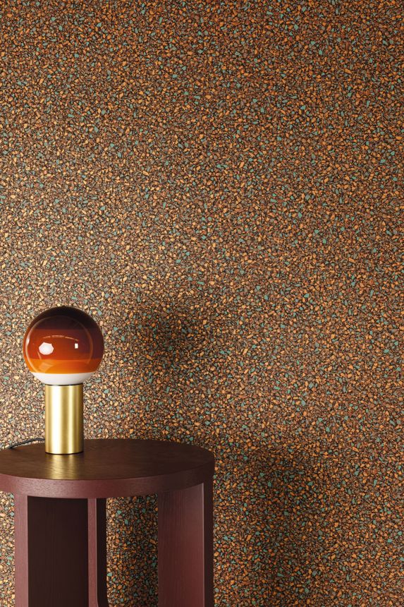 Non-woven wallpaper, brown-gold, stone, terrazzo, ROC005, Rock, Masureel